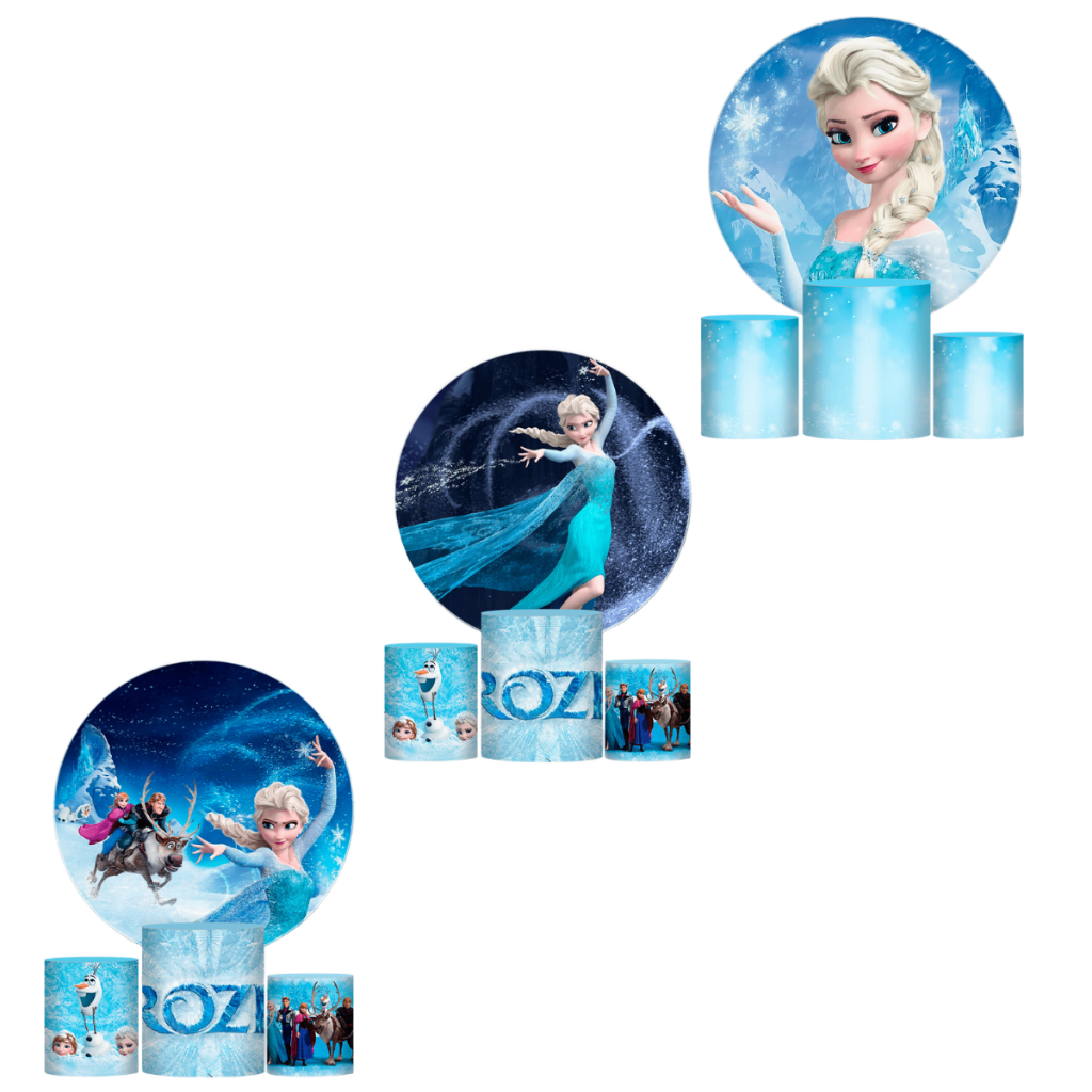 Painel Frozen Aniversário Kit Capa De Painel Frozen + Capa De Cilindros Painel Da Frozen De Aniversário Capa Paineis