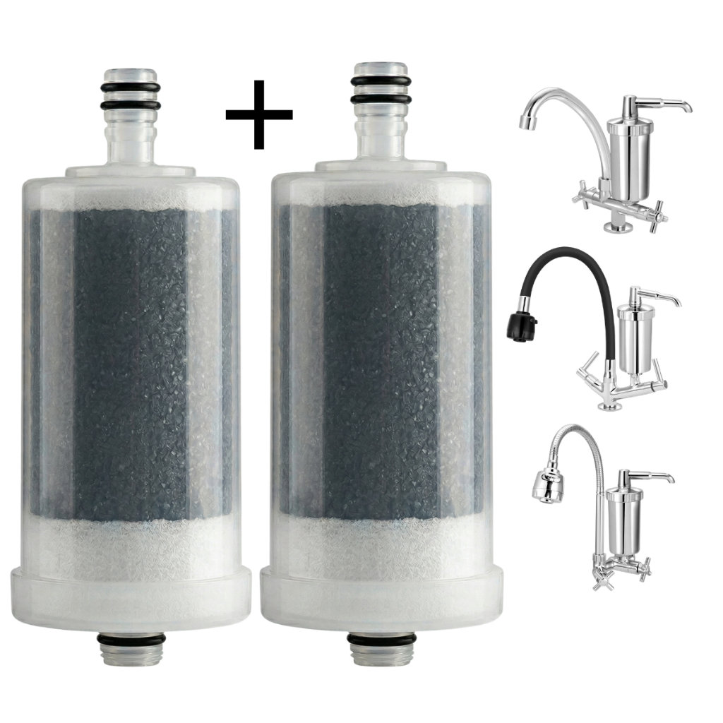 Kit 2 Refil de Filtro de Água Purificador Vela Para Torneira Universal Gourmet ABS Carvão Ativado
