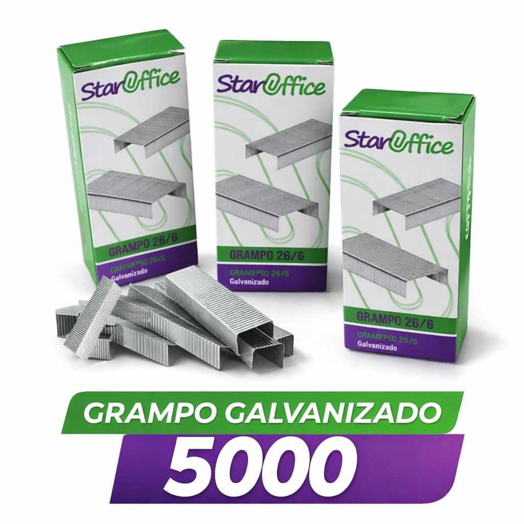 Grampo para Grampeado Caxinha de Grampos 26/6 5000 Galvanizado