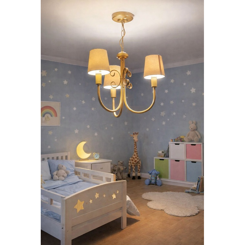 LUSTRE LISO DOURADO Arabesco - LUMINÁRIA DOURADA TETO