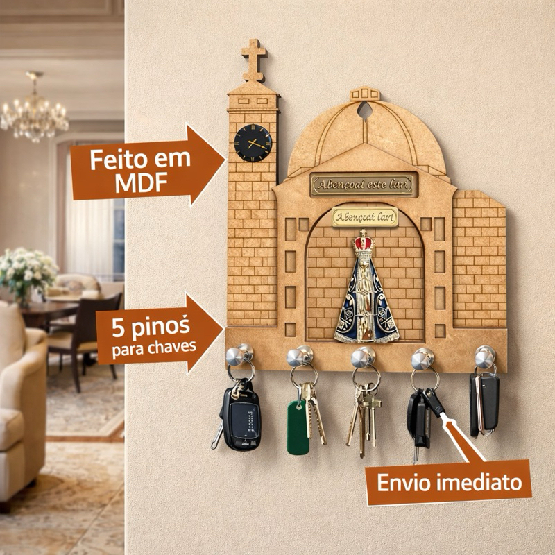 Porta Chave Basílica de Nossa Senhora Aparecida - Madeira MDF