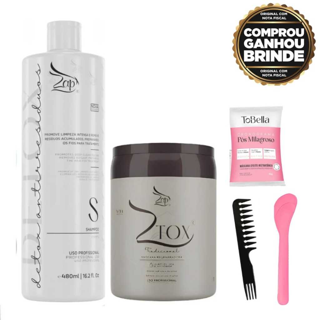 Zap Ztox Regeneradora Professional antifrizz Original BTX + Shampoo Detox