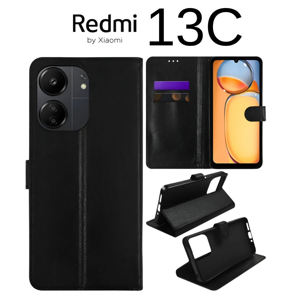 Capa Carteira Redmi 13C Couro Magnética Porta Cartão Proteção 360° Premium Carteirinha