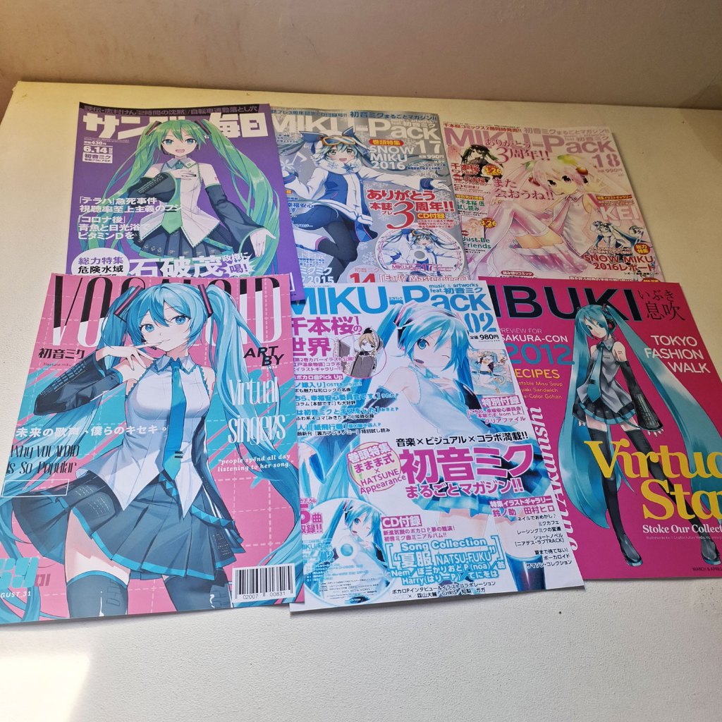Kit 6 Pôsteres Adesivos Hatsune Miku Vocaloid A4 20x28cm Decoração Anime Quarto Tinta Pigmentada