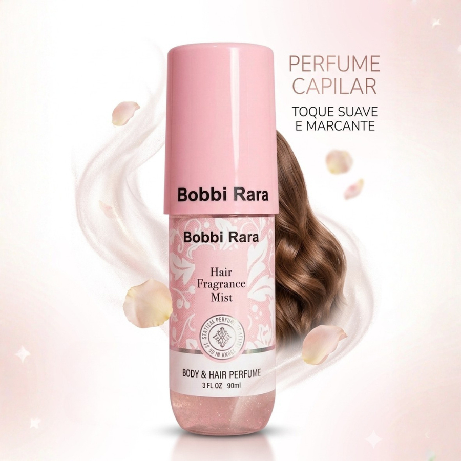 Perfume Corporal e Capilar com Glitter Bobbi Rara 90ml Fragrância Árabe Feminina Brilho e Perfume nos Cabelos