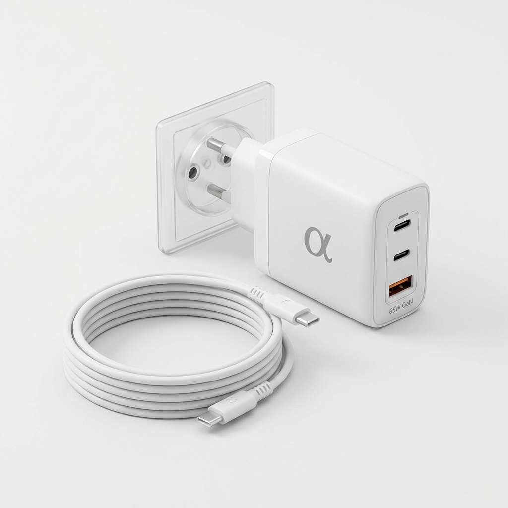 Carregador GaN 65W A'Gold PRO Turbo Original com Cabo USB-C para MacBook iPhone  Samsung Notebook