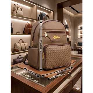 Mochila Femenina Casual, Linda ,Luxosa Con Tres Compartimentos, Bolsos Laterais, Alza Reg…