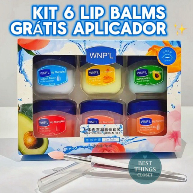 KIt Lip Balm tipo Vaselina Bálsamo Hidratante labial kit 6 e 8 unidades 7g