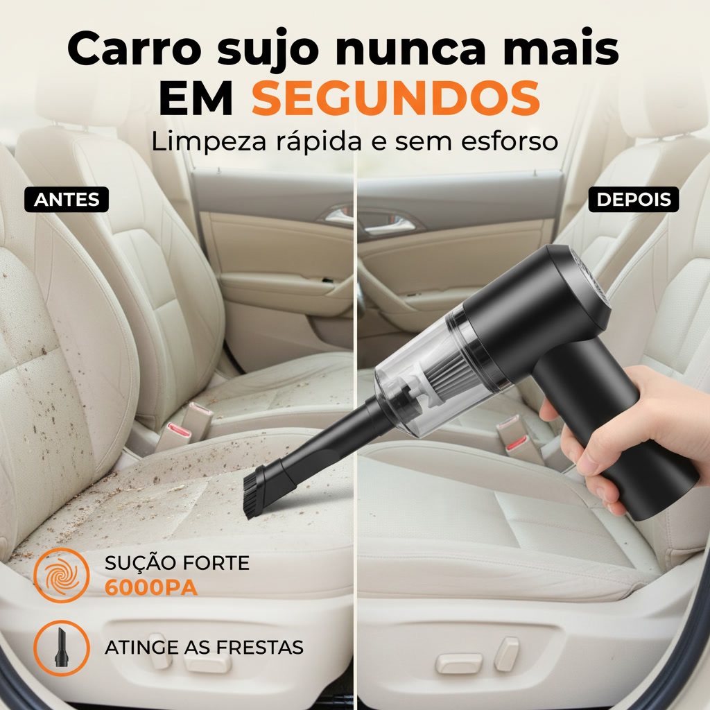 Aspirador Automotivo Portátil Potente Sem Fio Recarregável USB Mini Aspirador Carro