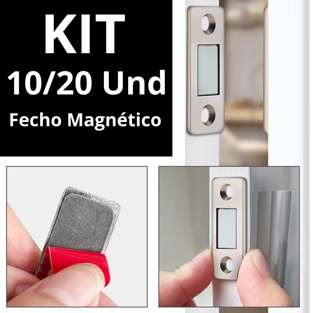 Kit 10/20 Undidades Fechos Magnéticos para Porta de Armário Trava Imã Forte Fixador com Parafusos