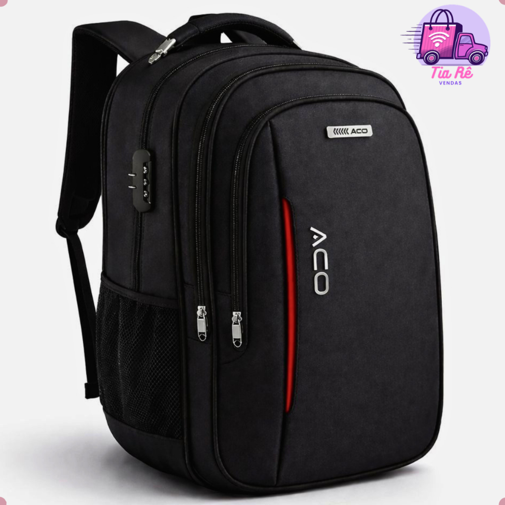 Mochila Antifurto Impermeável Para Notebook Até 15.6″ Reforçada Com Cadeado USB Saída Fone Grande Capacidade 30L Unissex
