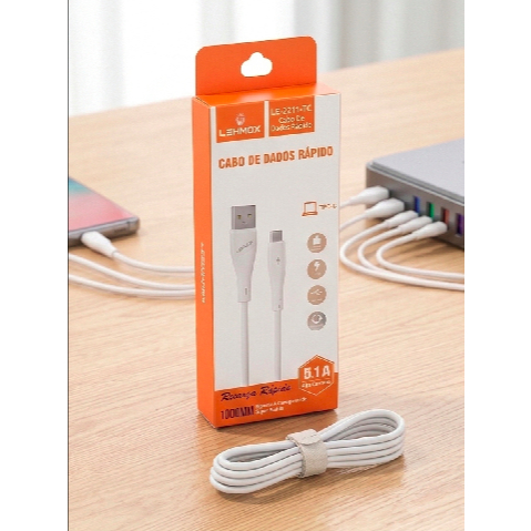 Cabo Carregador Lehmox Turbo 5.1A Tipo C Carregamento Rápido Dados USB-C Original Reforçado Celular
