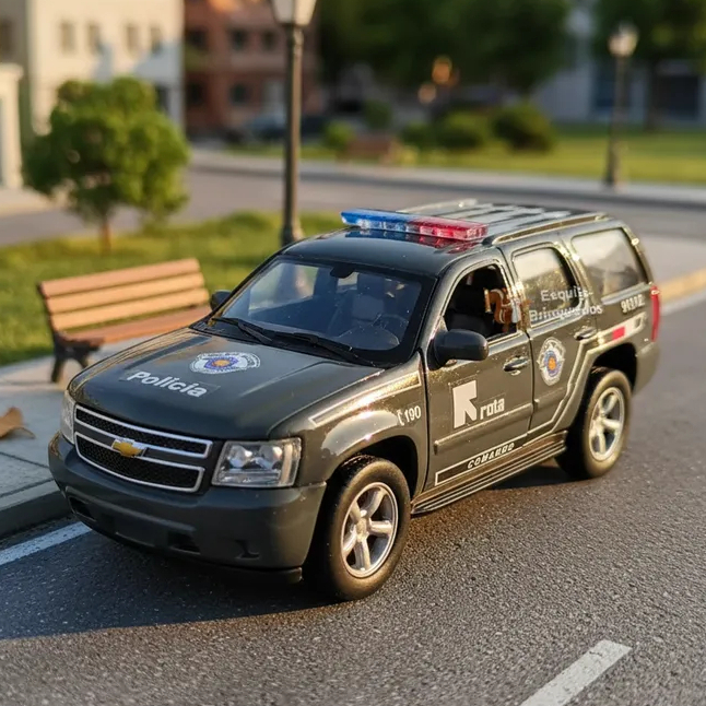 Miniatura Carro de Polícia Viatura Rota Polícia Militar Estilo Blazer 1/36