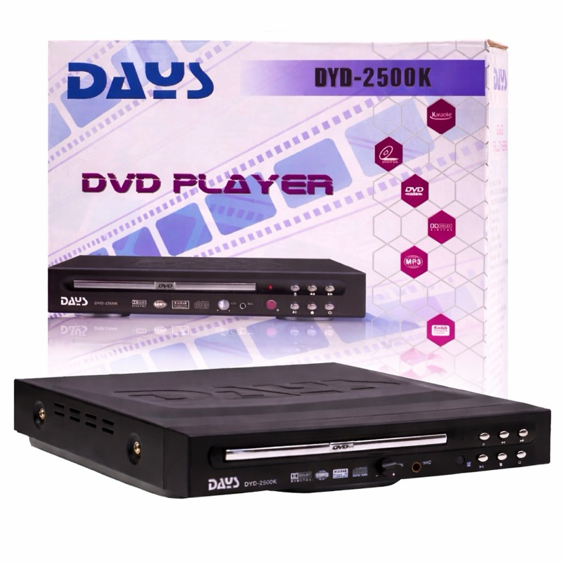 DVD Player DAYS DYD-2500K Com Caixa Original – Entrada para Microfone e Função Karaokê