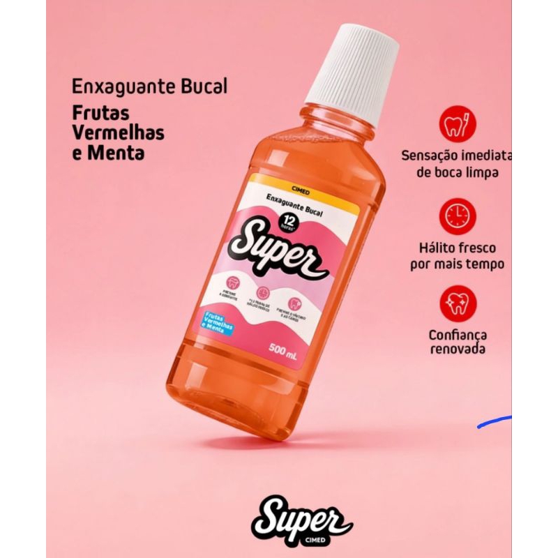 Enxaguante Bucal Cimed Linha Super, Frutas Vermelhas e Menta 500g