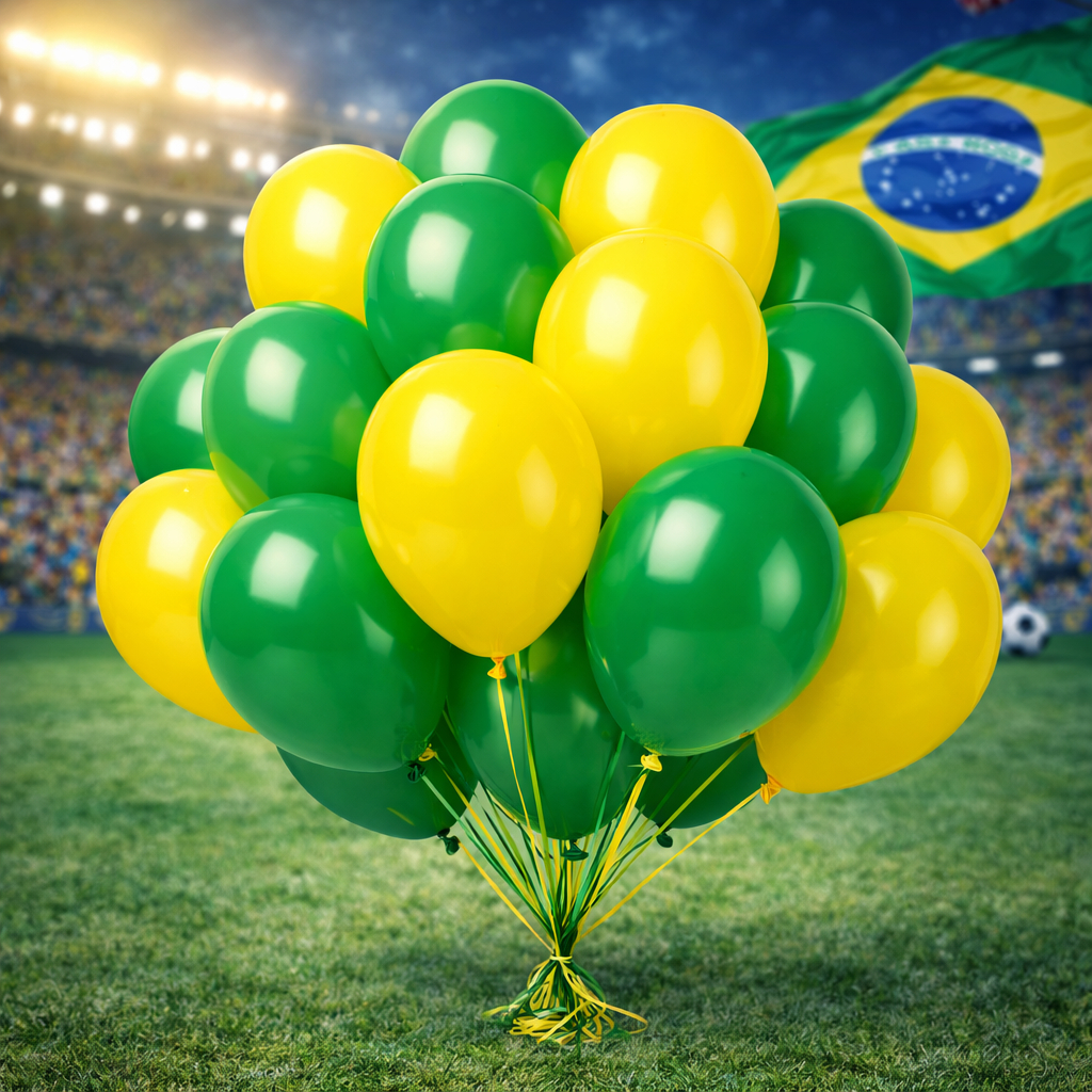 Kit 50 Balões Verde E Amarelo Copa Do Mundo Bexigas Brasil