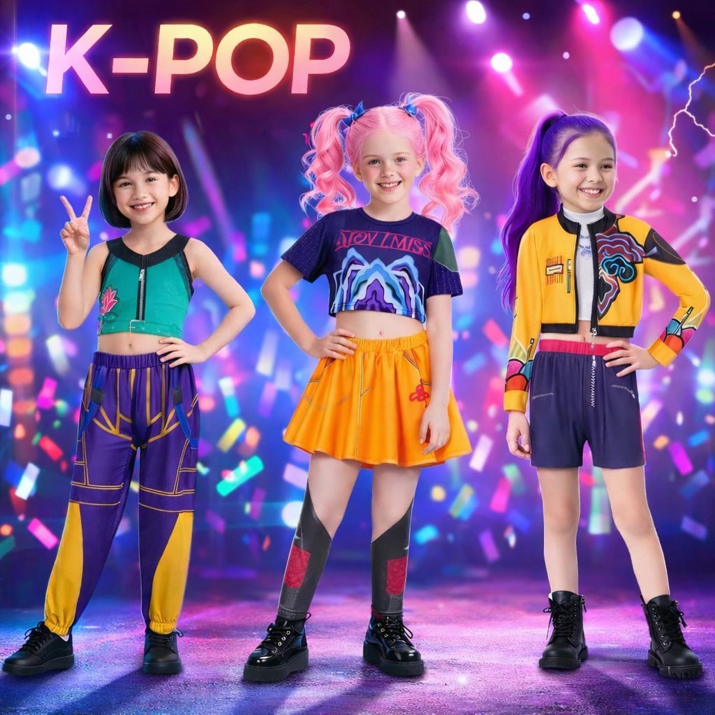 Fantasia infantil kpop de Cosplay Guerreiras Kpop Demon Hunters Mira Zoey