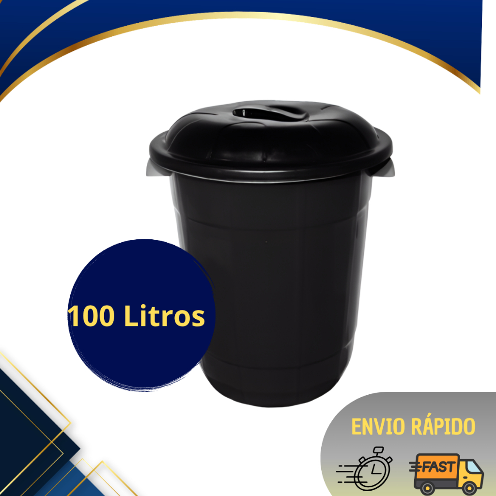 Lixeira Cesto Cestão Cesta Lixo 100 Litros Reforçado Preto Alca Reforçada Inplast