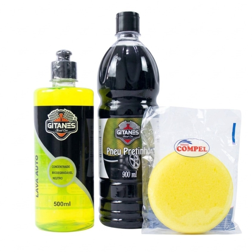 Kit Lava Rápido Profissional Shampoo Pretinho Limpeza Esponja Lava Auto Carro
