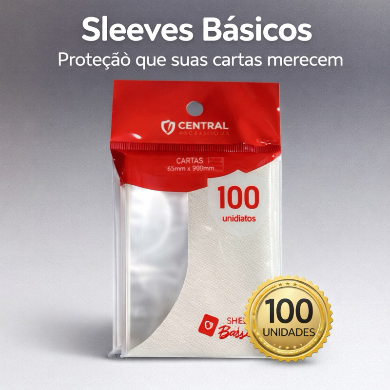Sleeves Básicos Central Acessórios 100 Unidades | Cartas Pokémon Yu-Gi-Oh Magic | Kits de 50 a 500 unidades