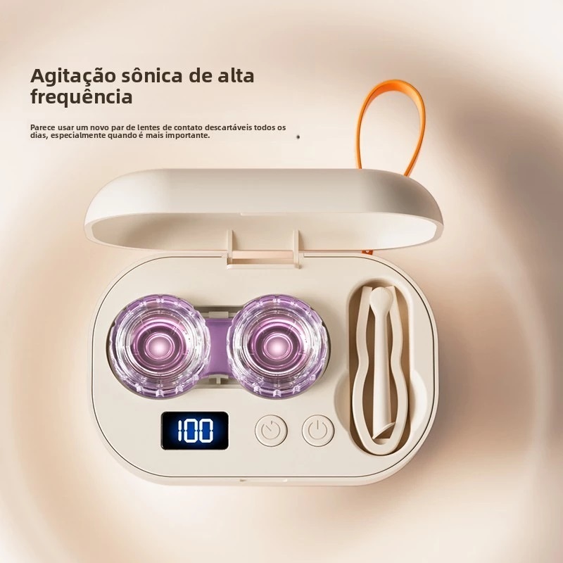 Limpador de lentes de contato portátil  caixa de lentes de contato cosméticas enxágue automático sônico ferramenta úti