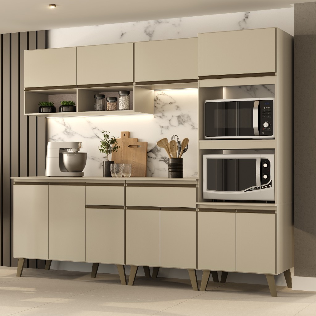 Armário de Cozinha Completa Atlanta Studio Amêndoa
