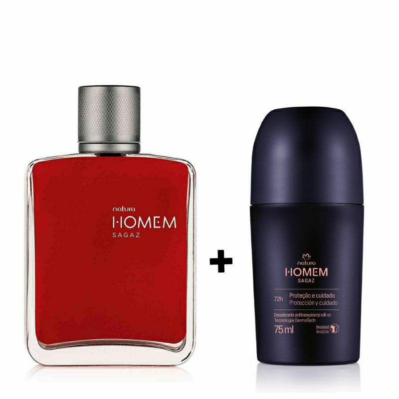 Kit Deo Parfum Homem Sagaz Masculino 100ml + Desodorante Antitranspirante Roll-on Homem Sagaz 75ml Natura
