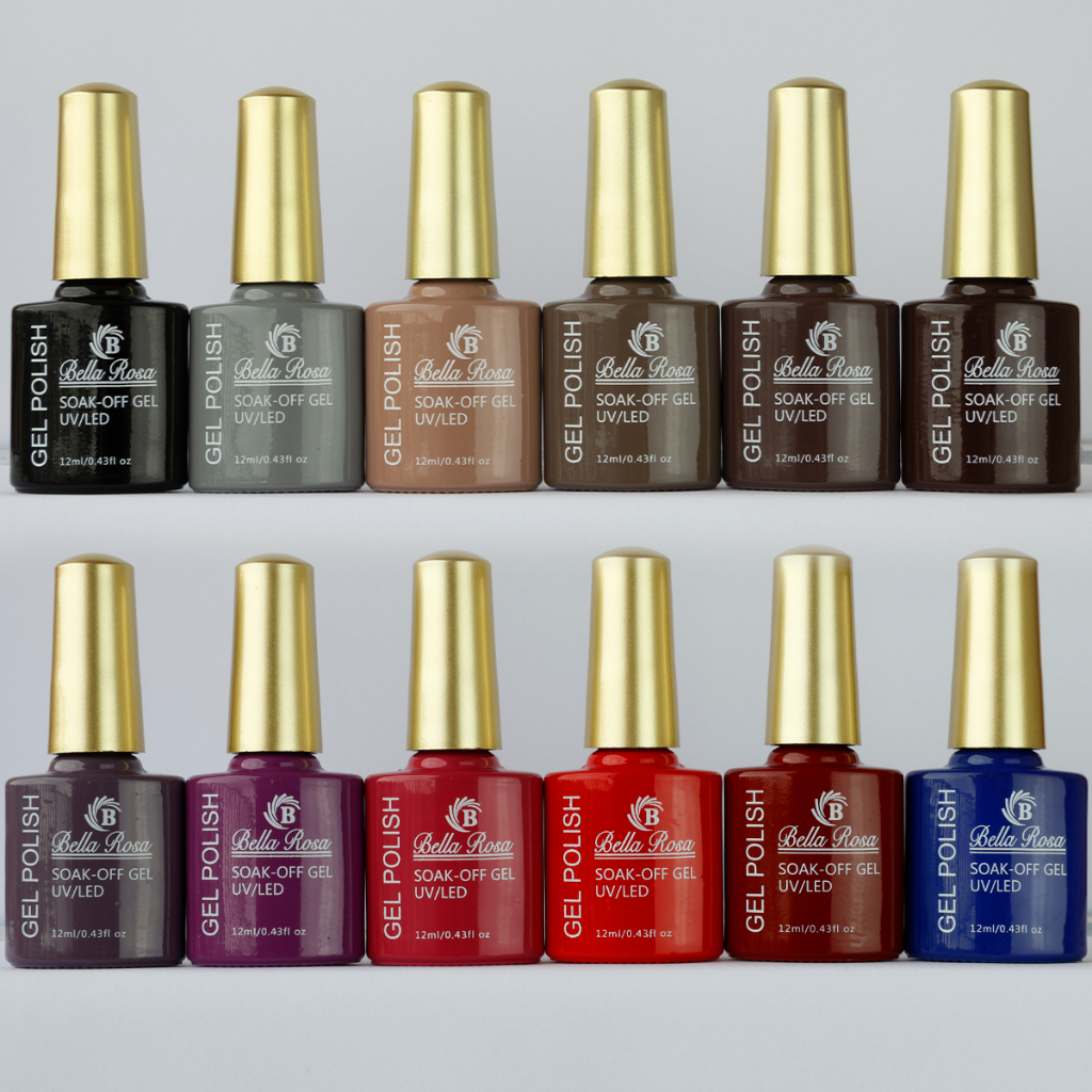 Kit 12 Esmaltes em Gel Led Uv COLEÇÕES p/ Unhas Manicure 12ml Bella Rosa