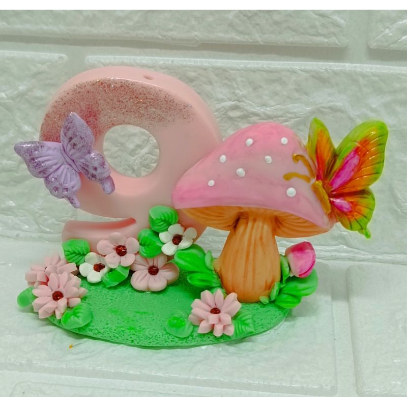 Detalhes do Vela  Jardim biscuit / vela aniversário jardim / jardim encantado/ topo de bolo Jardim