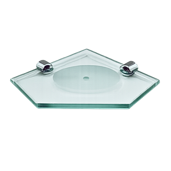 Saboneteira de Canto Vidro 8mm 13x13cm Lapidado Luxo Banheiro