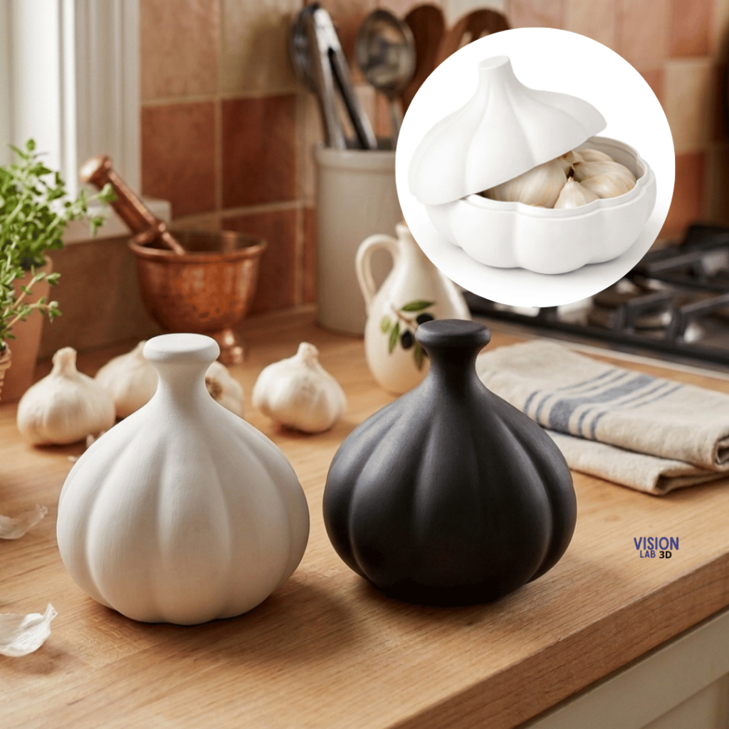 Porta Alho Decorativo – Pote de Temperos Moderno para Cozinha Organizada