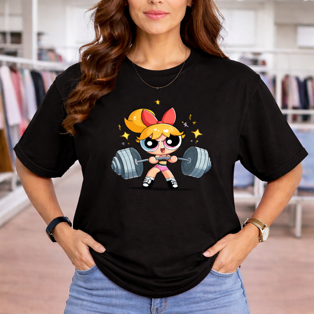Camiseta Feminina Unissex Treino Estampada Meninas Super Poderosas Docinho Lindinha Florzinha de Algodão Street Wear
