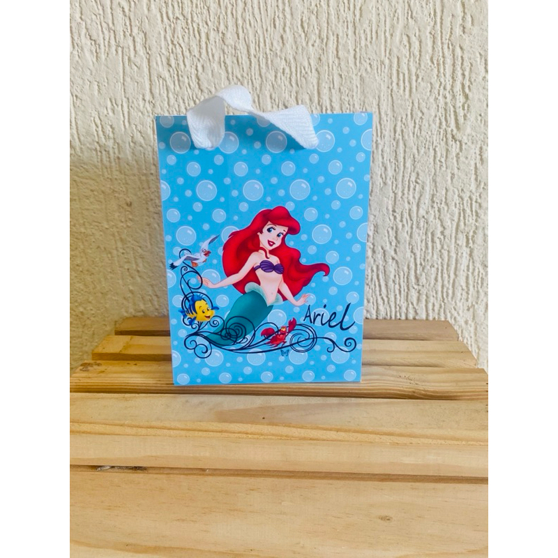 Sacolinha Personalizada Ariel Pequena Sereia | Lembrancinha Festa Infantil Princesa Ariel | Sacola Personalizada