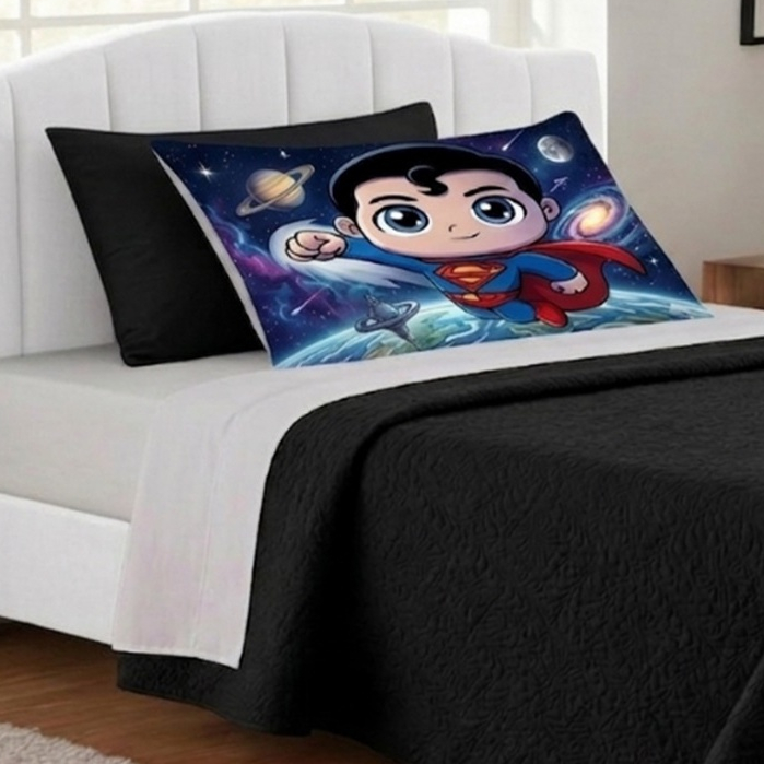 KIT COBRE LEITO PERSONAGENS INFANTIL SUPERMAN COM 02 PEÇAS SOLTEIRO VÁRIAS CORES PROMOÇÃO !