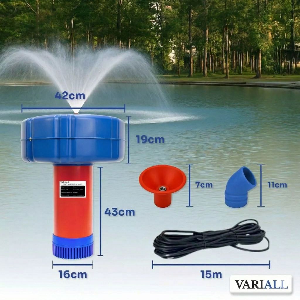 Aerador Chafariz 1,5cv 1,1kW Piscicultura Oxigenador Água Lago Tanque Peixes Alcance 15m - 220v