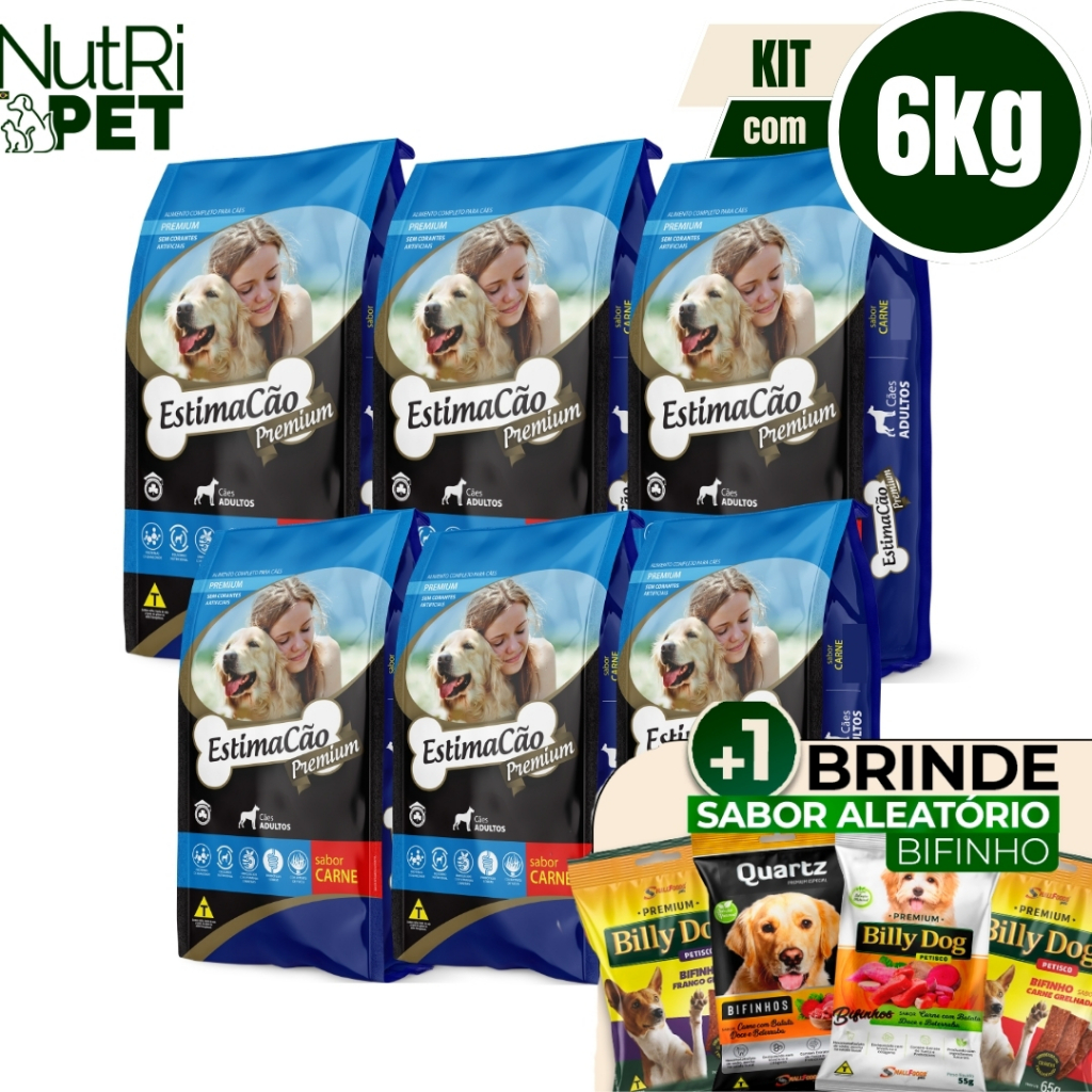 Ração Estimacão Cães Adultos Carne 6kgs