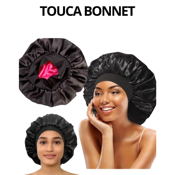 Touca de Cetim Bonnet com Faixa – Antifrizz para Dormir, Cabelo Cacheado, Crespo e Tranças