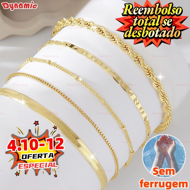 Conjunto de Pulseiras de  Aço inoxidável com 5 Peças, Estilo Minimalista, Joia que Não Desbota, Presente para Mulheres em Oferta na Shopee