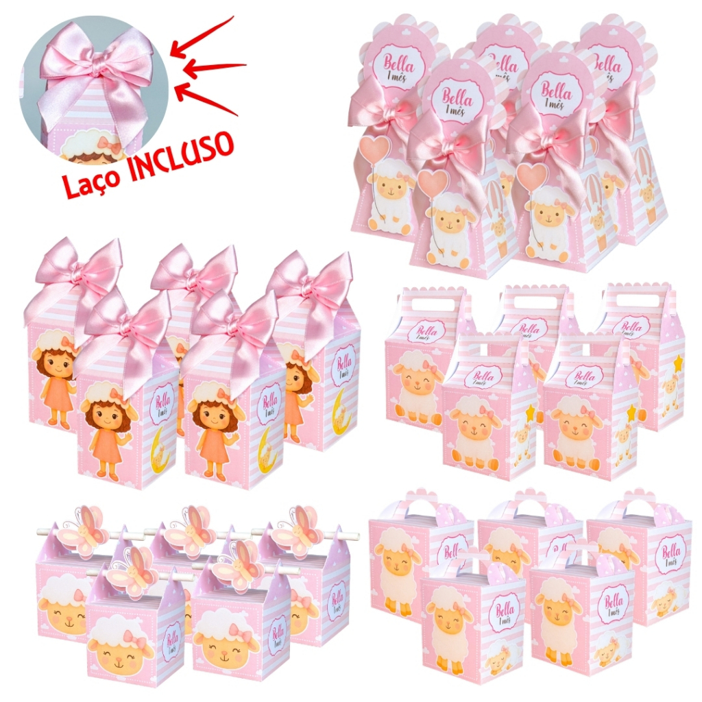 Kit Caixas Personalizadas Ovelhinha Lembrancinhas Aniversario Mesversario Personalizados PEGUE E MONTE