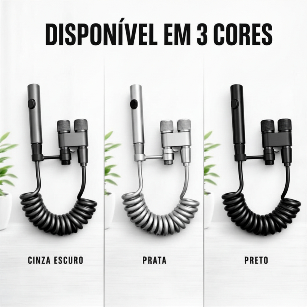 Ducha Higiênica Banheiro Parede Mangueira Espiral Controle de Água Fácil por Botão · foto 2