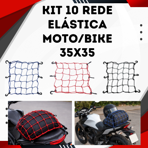 Kit 10 Rede Elástica Moto 35x35 Redinha Aranha Porta Carga Bagageiro Reforçada em Oferta na Shopee