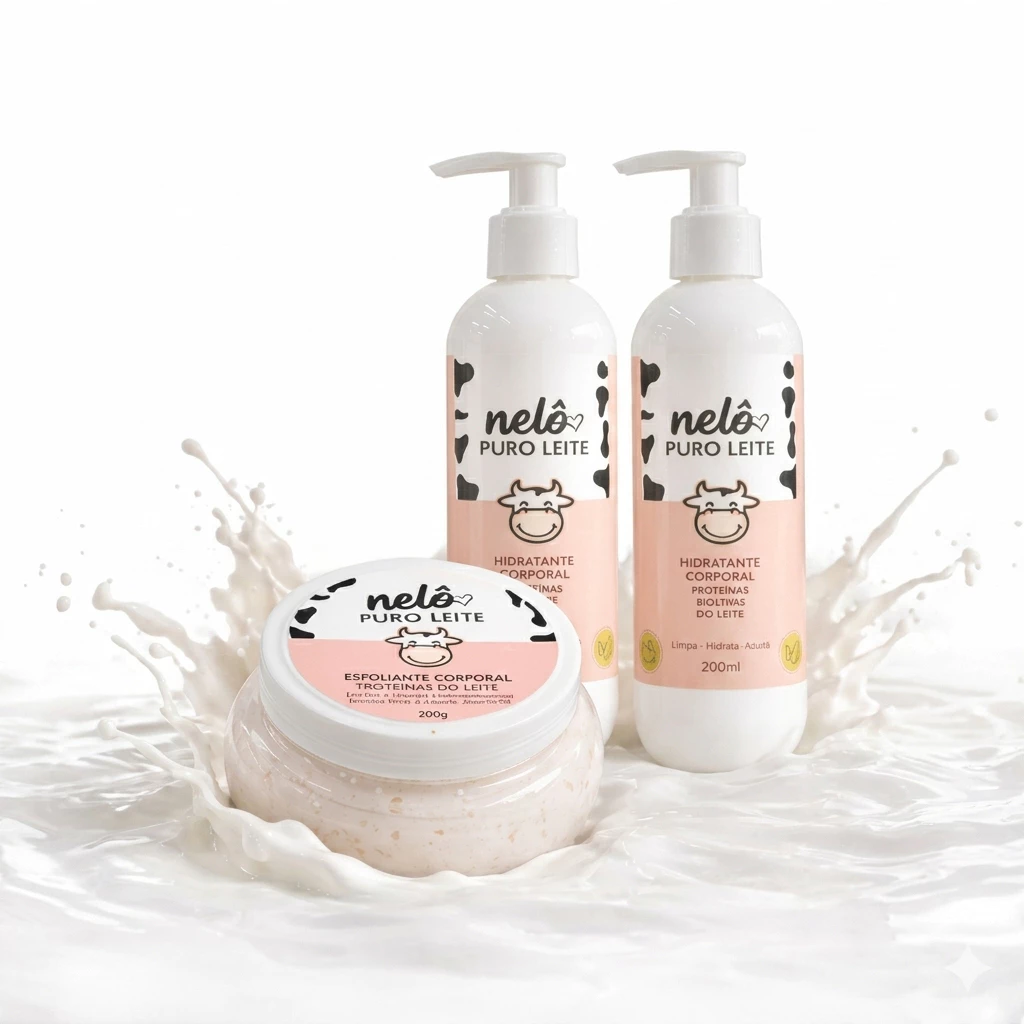 Kit Puro Leite Vaquinha - Sabonete, Esfoliante e Hidrante Corporal — imagem 1