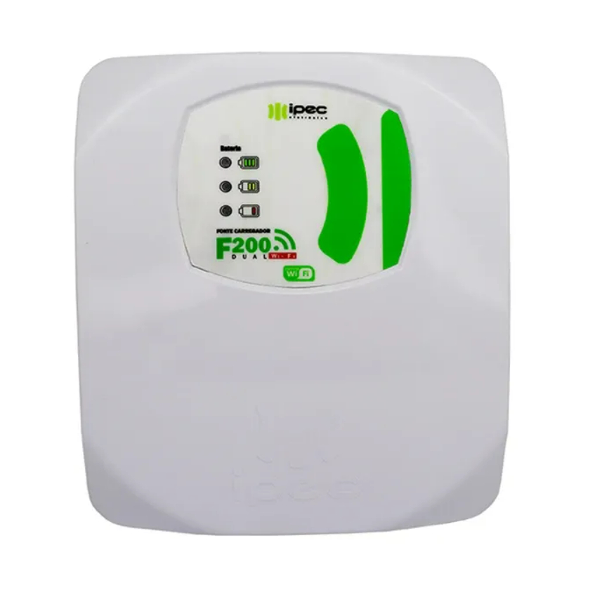 Fonte Carregadora F200 Dual WiFi Ipec c/ Receptor Multicódigos Para Acionamento de Fechadura Elétrica ou Eletroimã