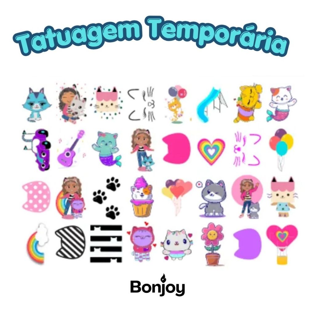 kit de tatuagens temporária casa da GABY para festa de aniversario menina tatto gabby tatuagem menina gabi
