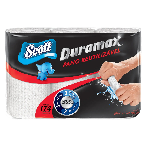 Pano Reutilizável Scott Duramax Kit Com 3 Unidades Branco
