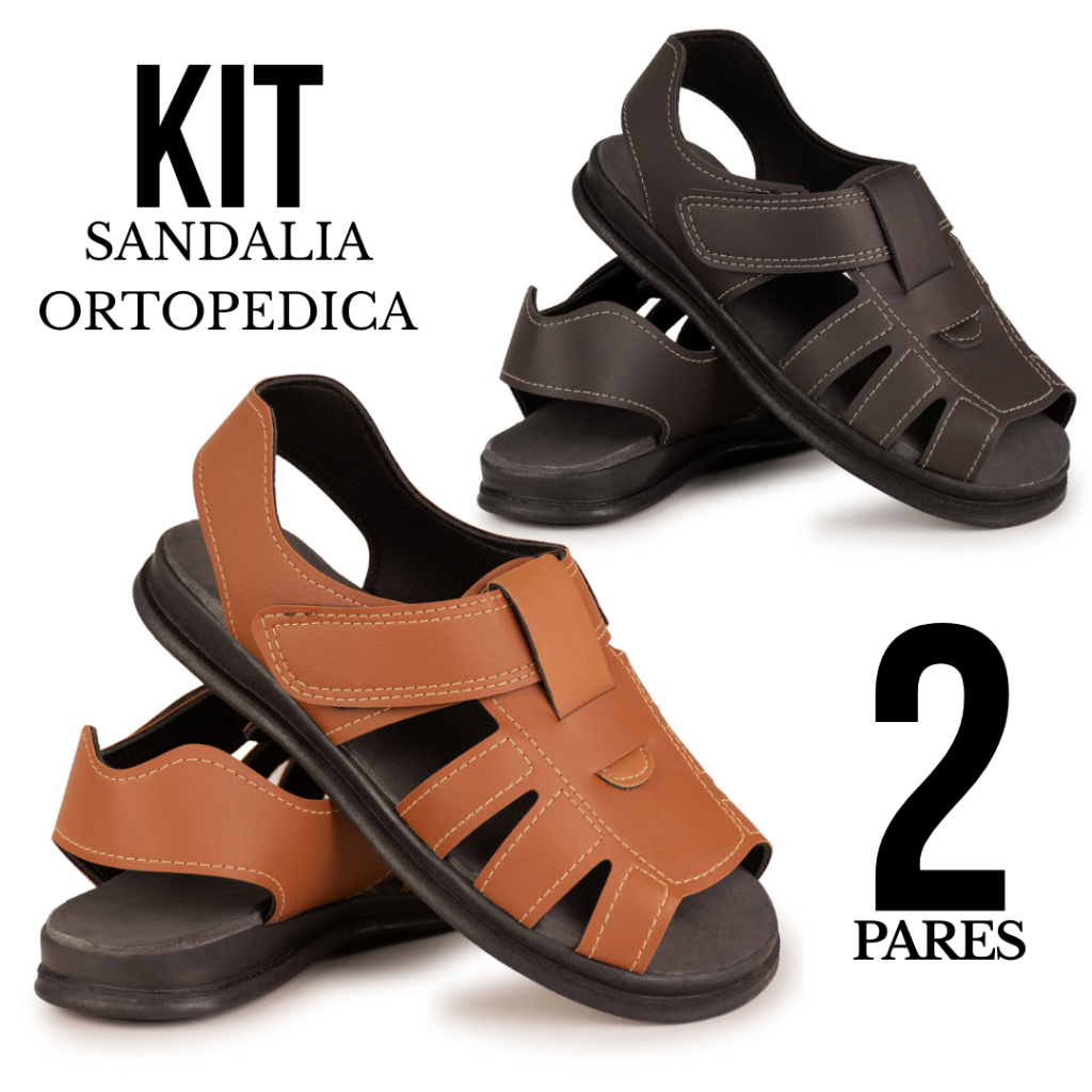 Kit 2 Sandalia masculina de Couro, Sola Alta de Alta qualidade e confortavel do 37ao 44 Frete Gratis