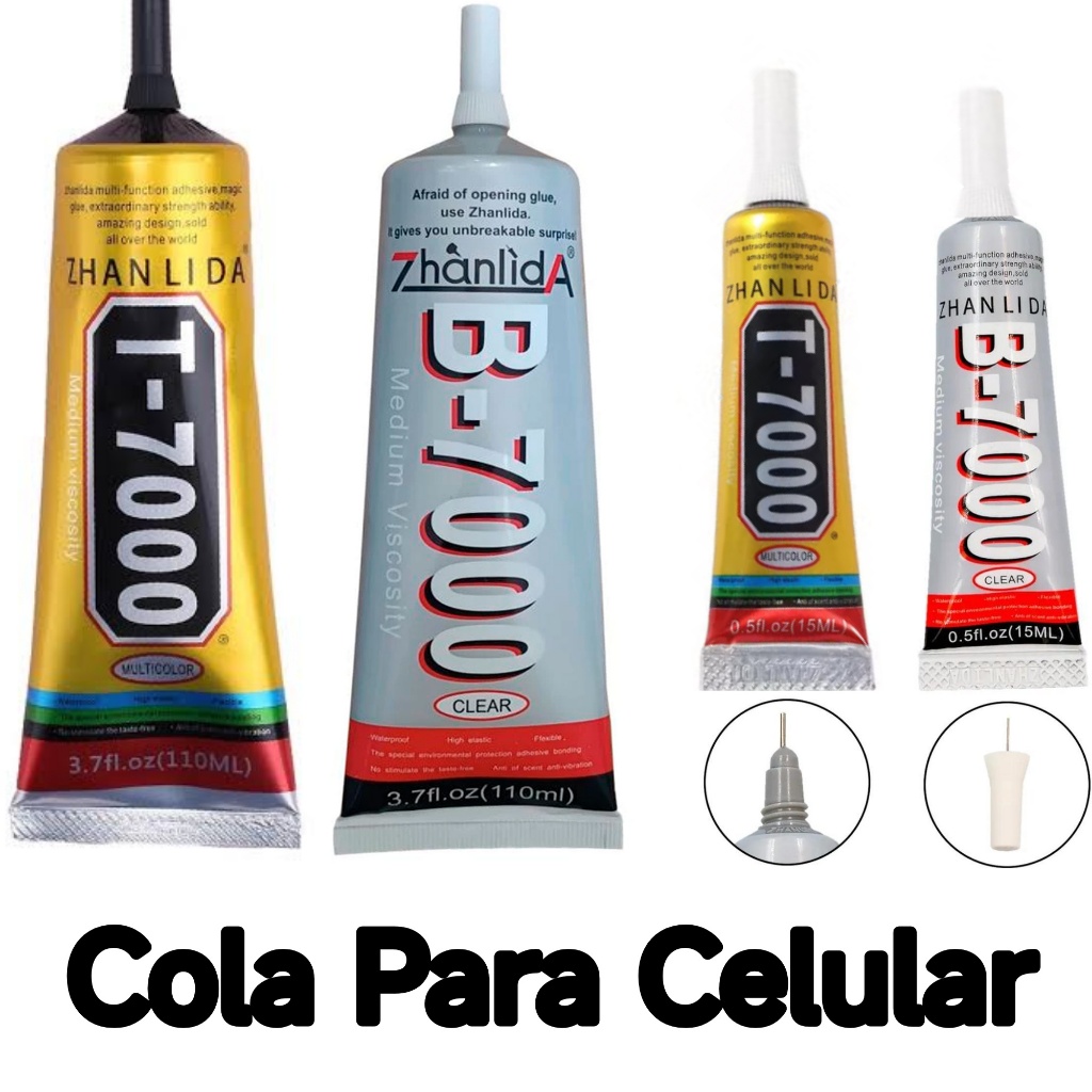 Cola Para Celular Fixa Telas Touch Reparação T-7000 / B-7000  Preta ou Transparente Multiuso