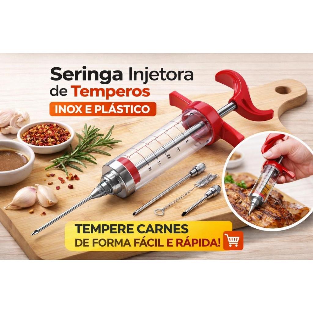 Seringa Injetora de Temperos e Recheios Profissional Para Alimentos em Geral