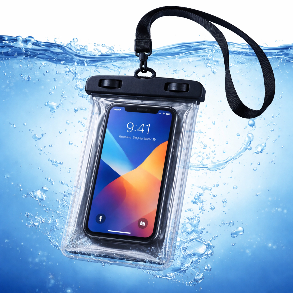 Capa Bolsa Celular A Prova D'Água Transparente Universal Cor Preta