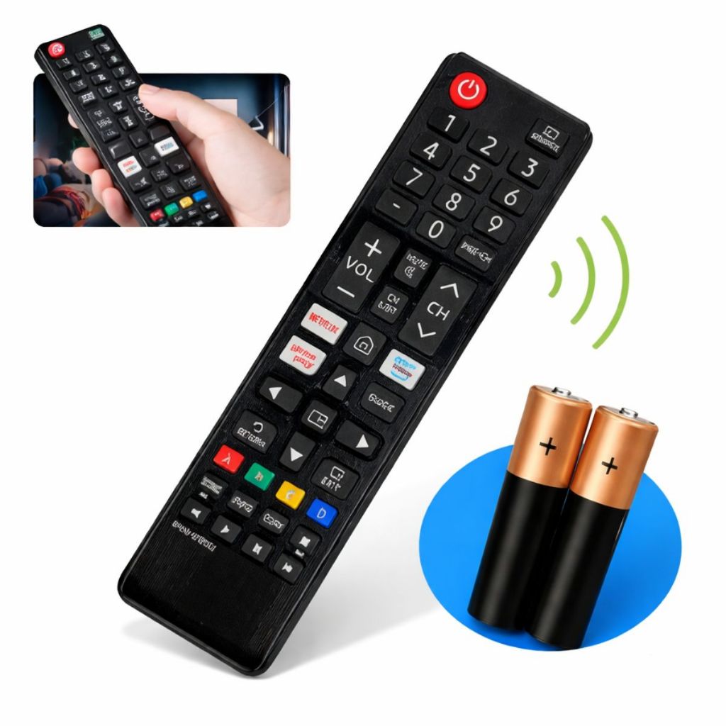 Controle Remoto Para Tv Samsung Universal Smart Tv Led Compativel Lcd 4kCom 2 Pilhas (AAA) Com NetFlix, Prime Video Hulu